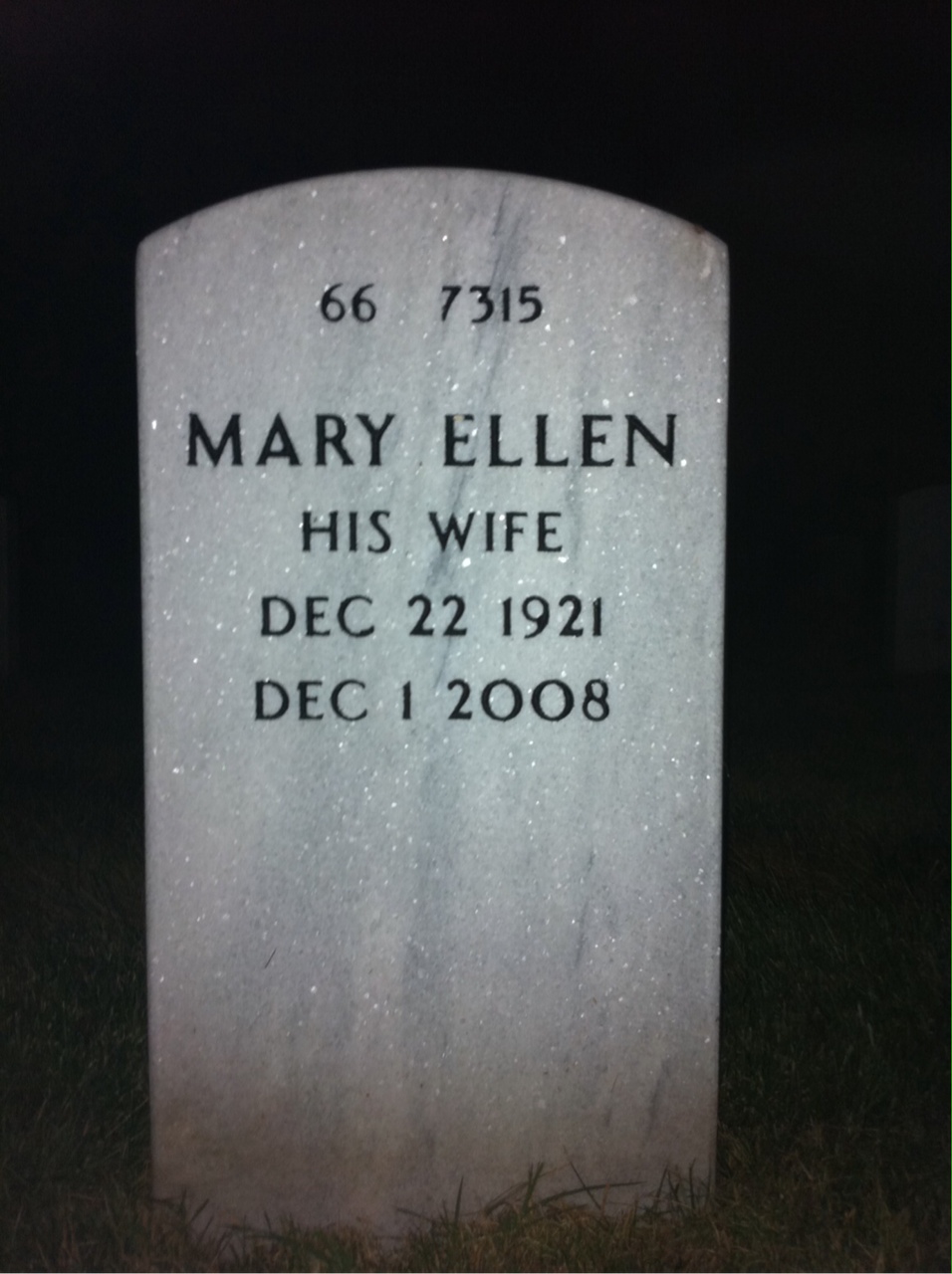 Back of headstone — Kenneth Watts