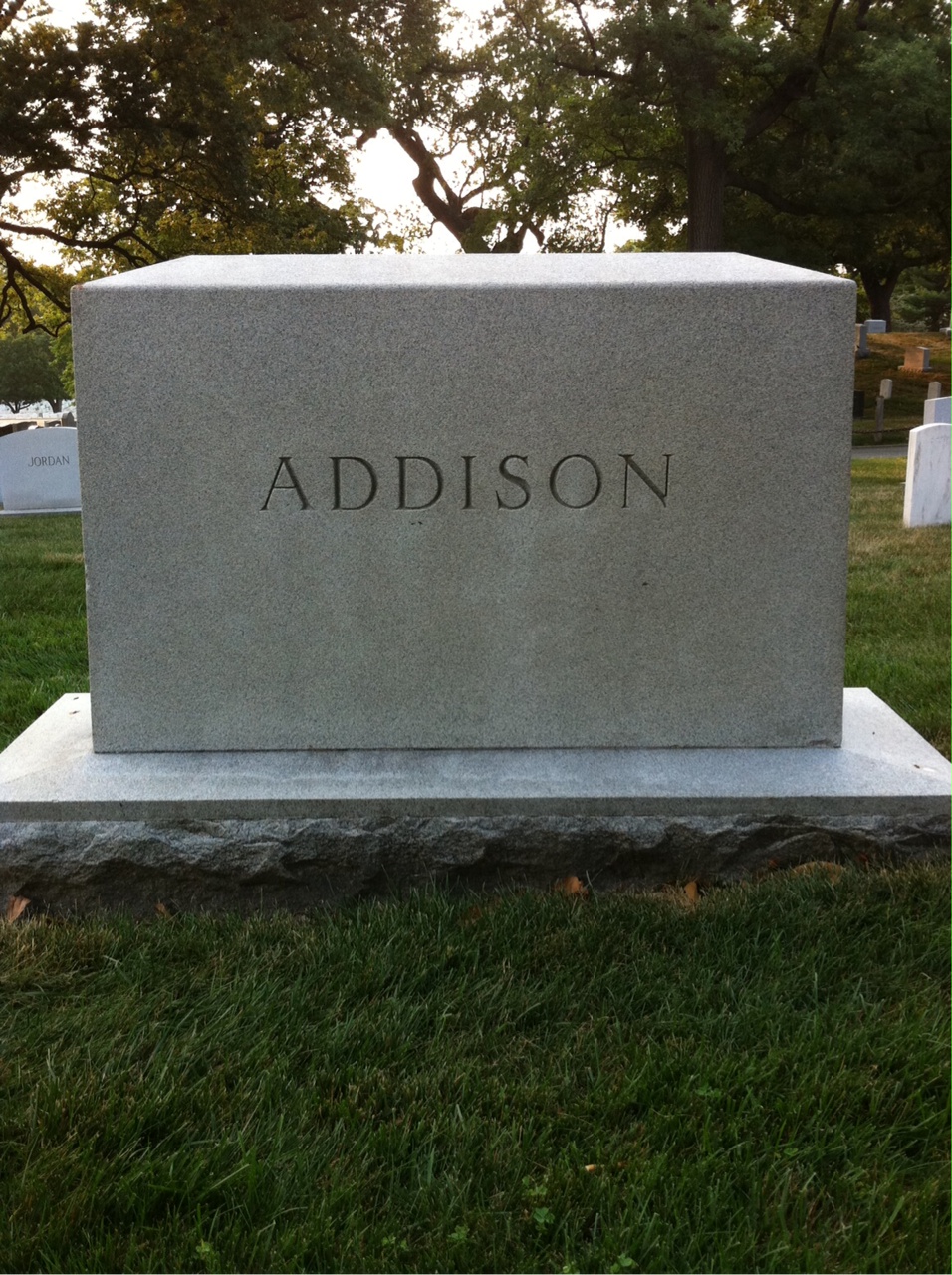 Back of headstone — Edward Addison