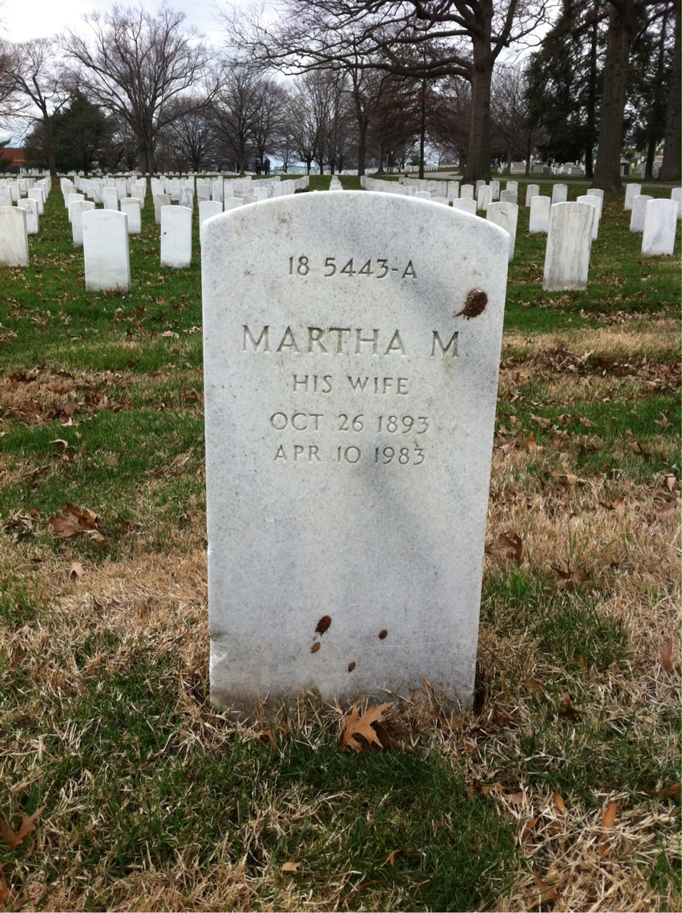 Back of headstone — Martha Bache