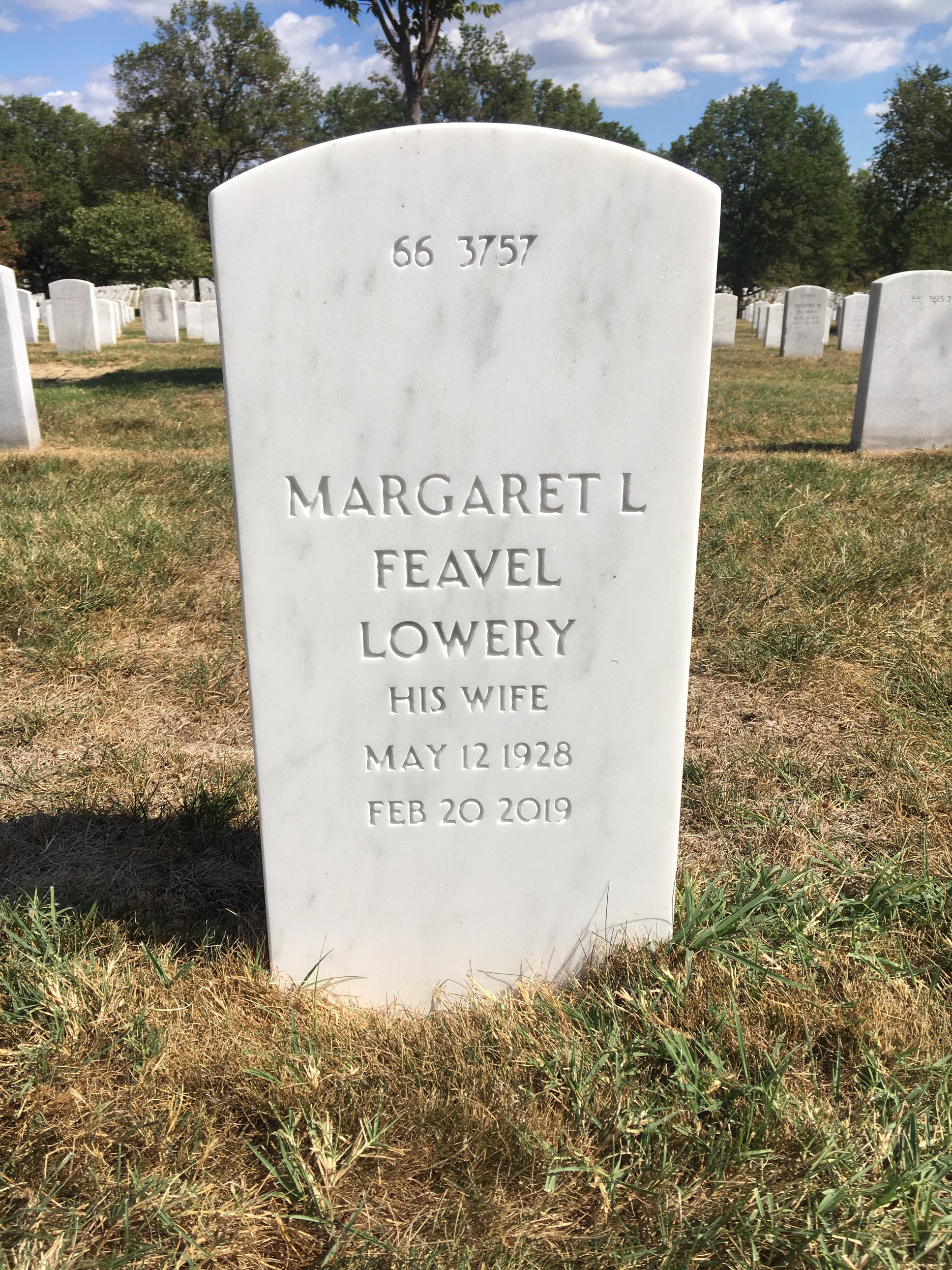 Back of headstone — Donald Lowery