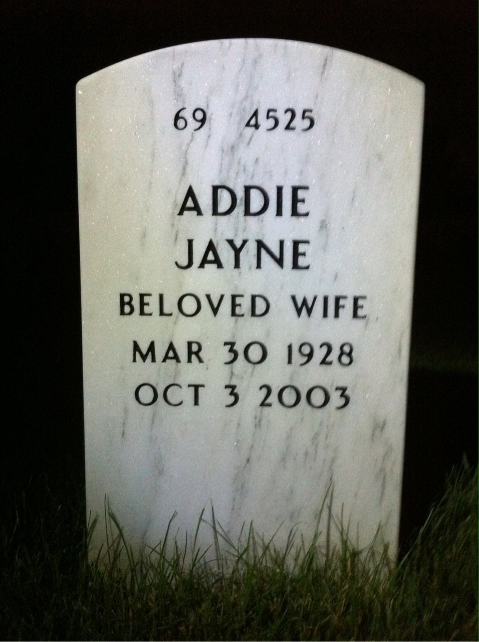 Back of headstone — Harold Hamilton