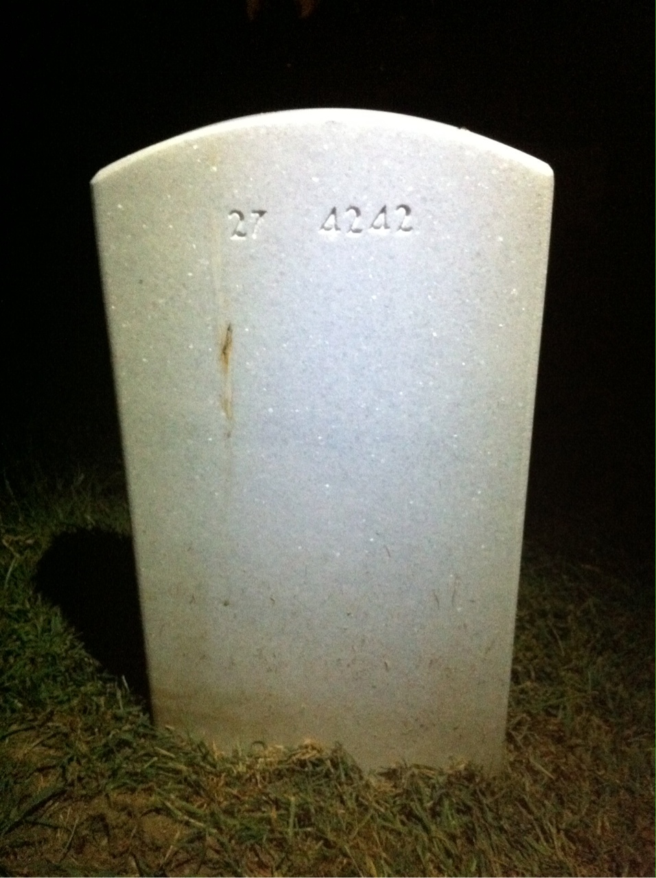 Back of headstone — Henry Baker