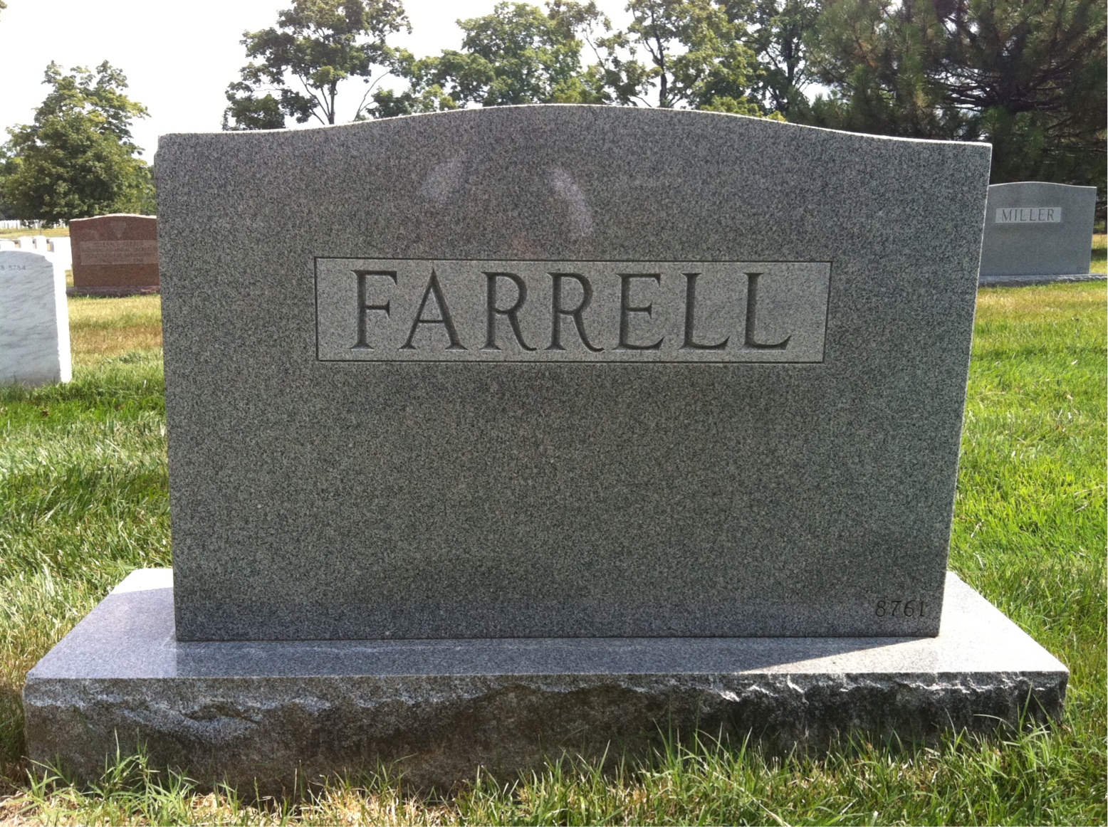 Back of headstone — Carl Farrell