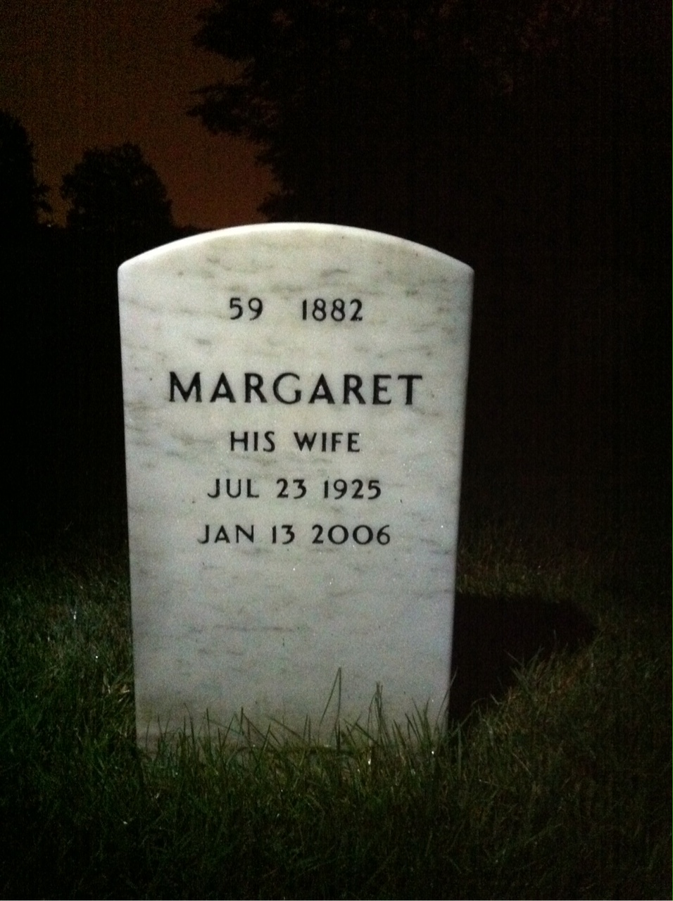 Back of headstone — George Parsons