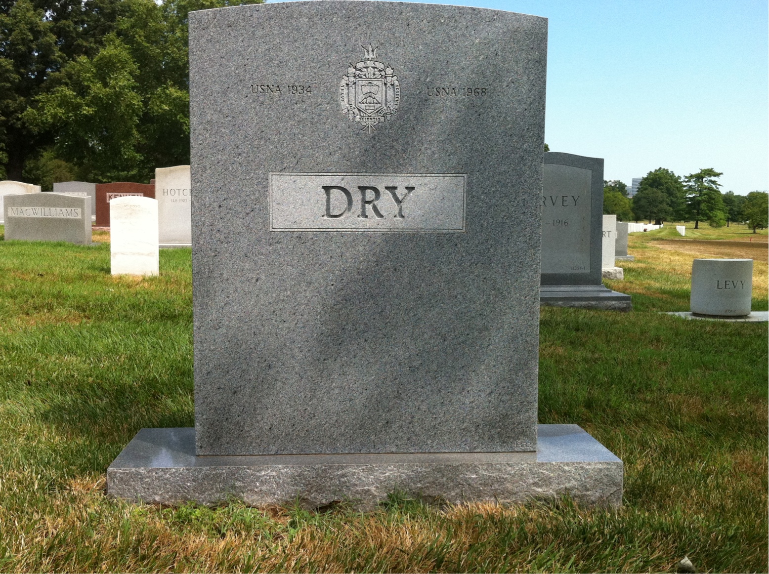 Back of headstone — Melvin Dry
