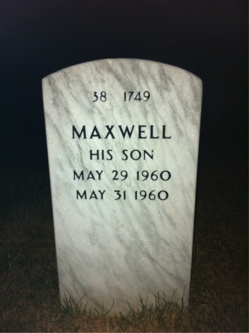 Back of headstone — Fred Grant