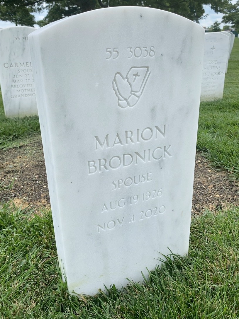Back of headstone — Anthony J Brodnick