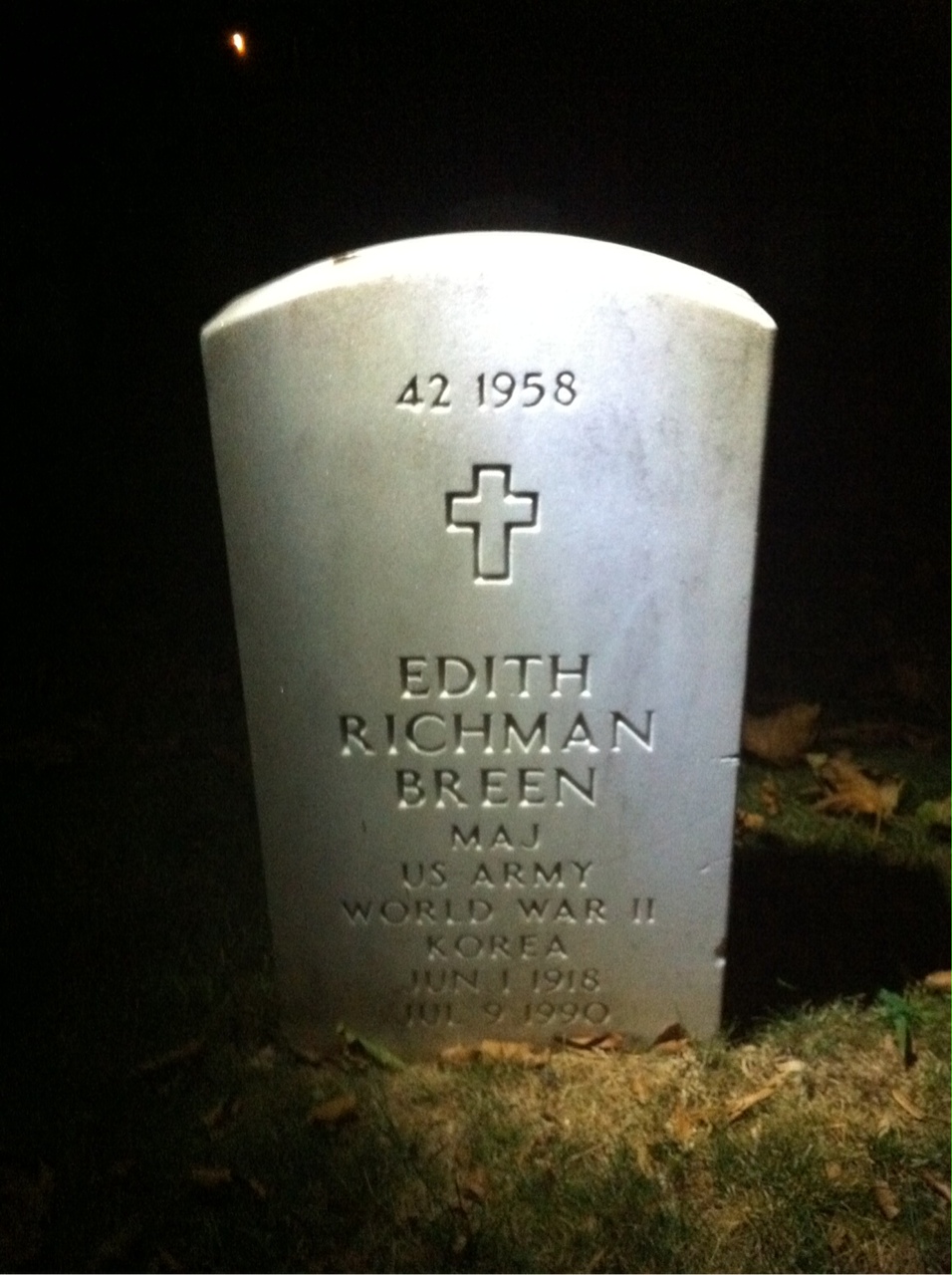 Back of headstone — Edith Breen