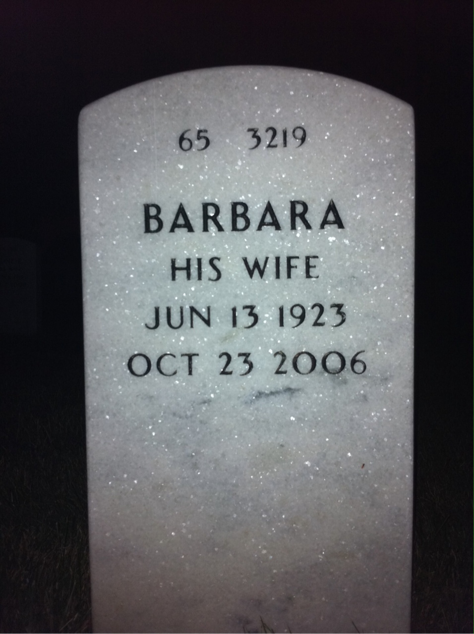 Back of headstone — Lynn Cavendish