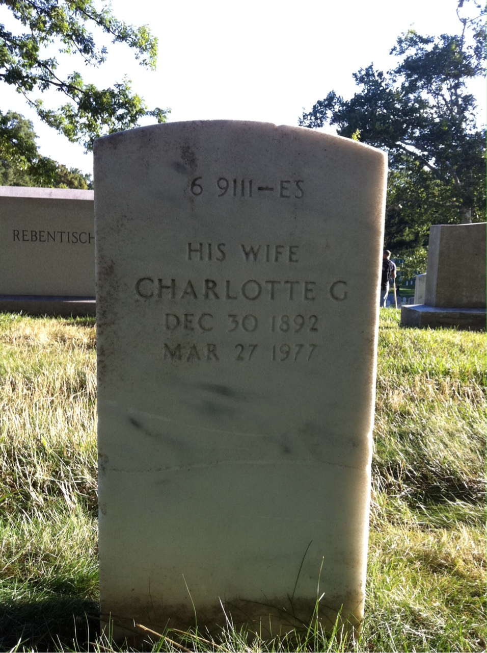 Back of headstone — Charlotte Baldwin