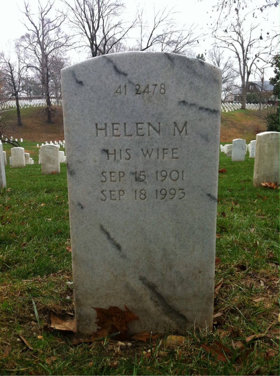 Back of headstone — Helen Allen