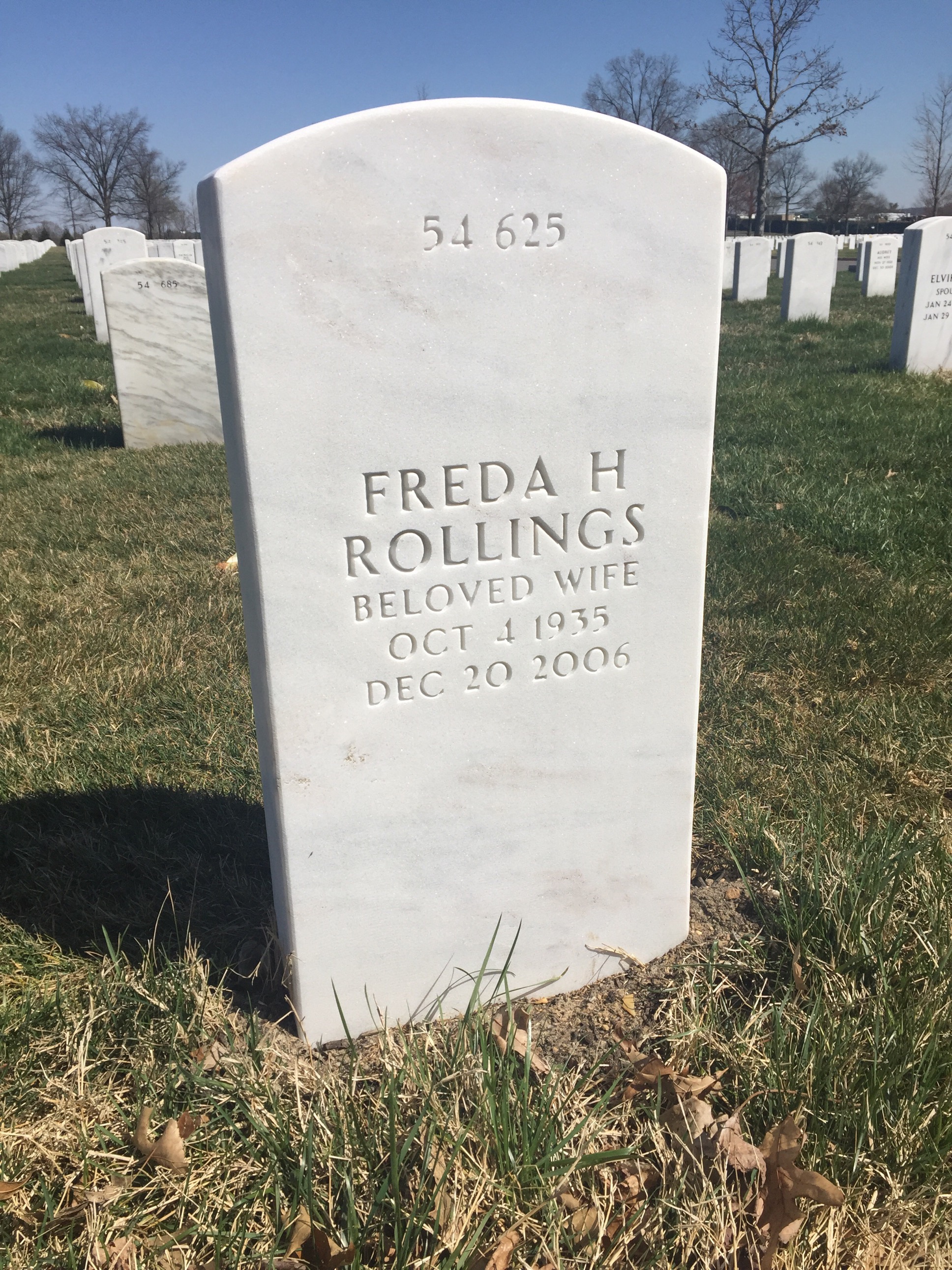 Back of headstone — Graham Rollings