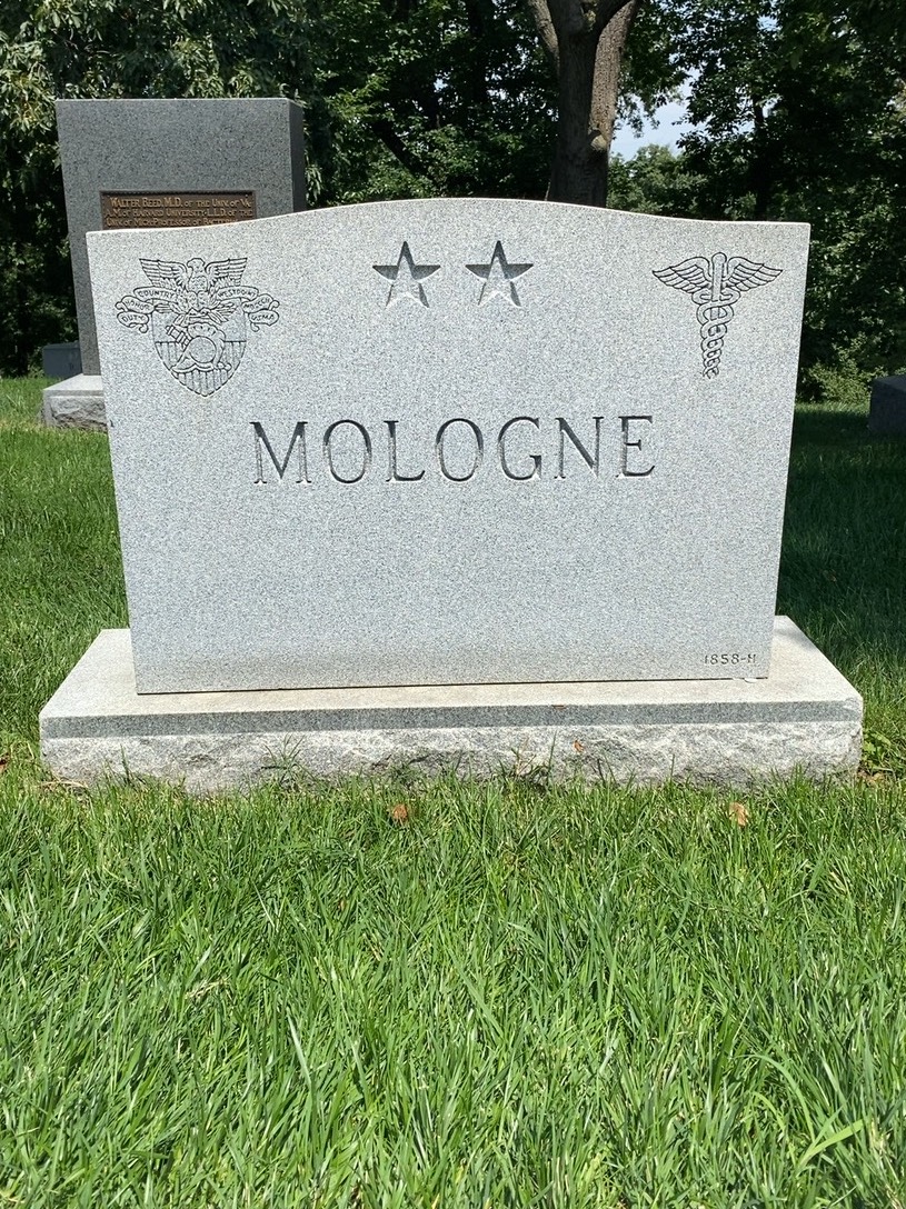 Back of headstone — Lewis Mologne