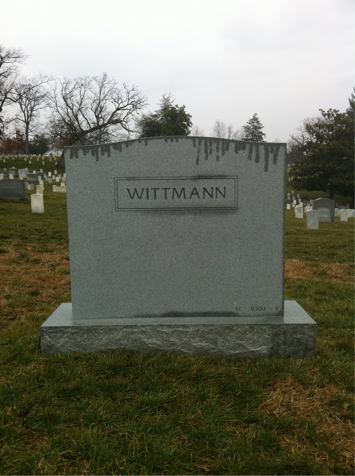 Back of headstone — Narvin Wittmann