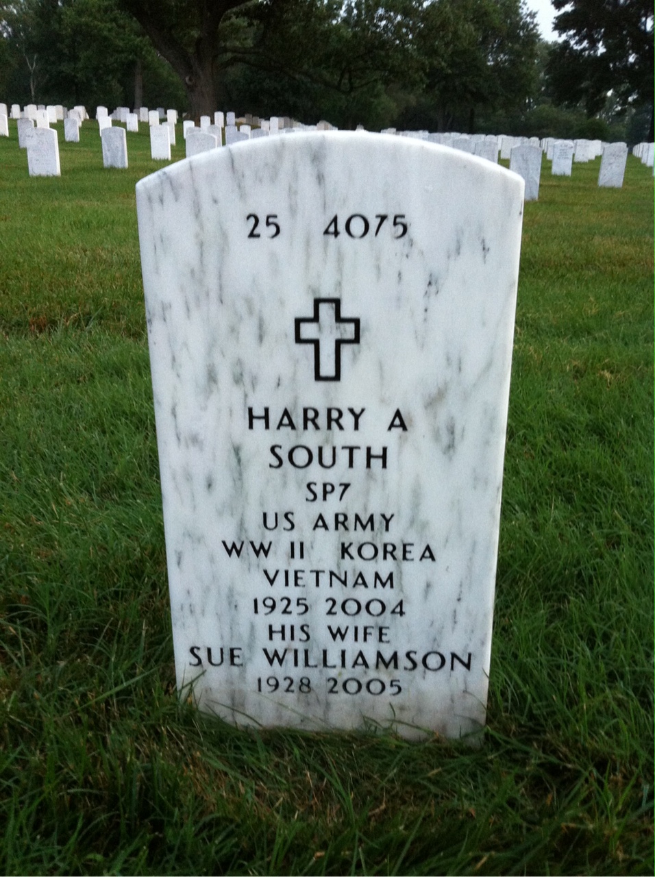 Back of headstone — Harry South