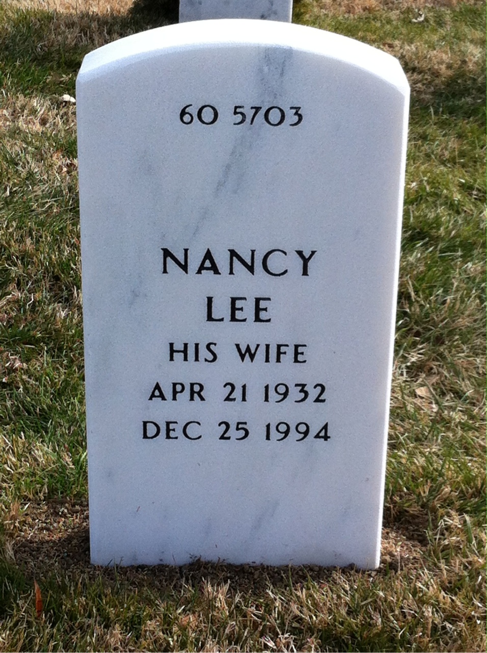 Back of headstone — Robert Adams