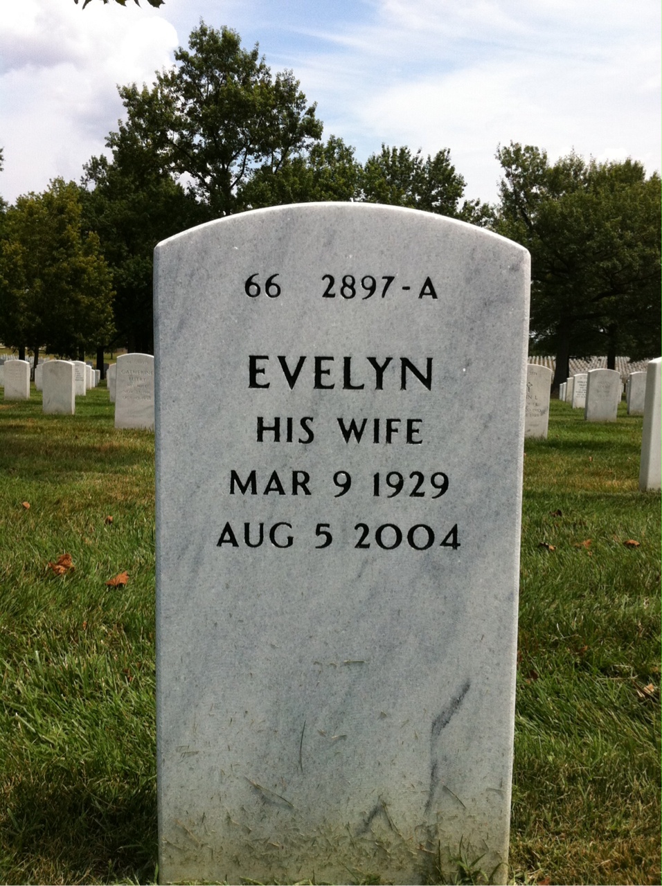 Back of headstone — Oliver Ellington