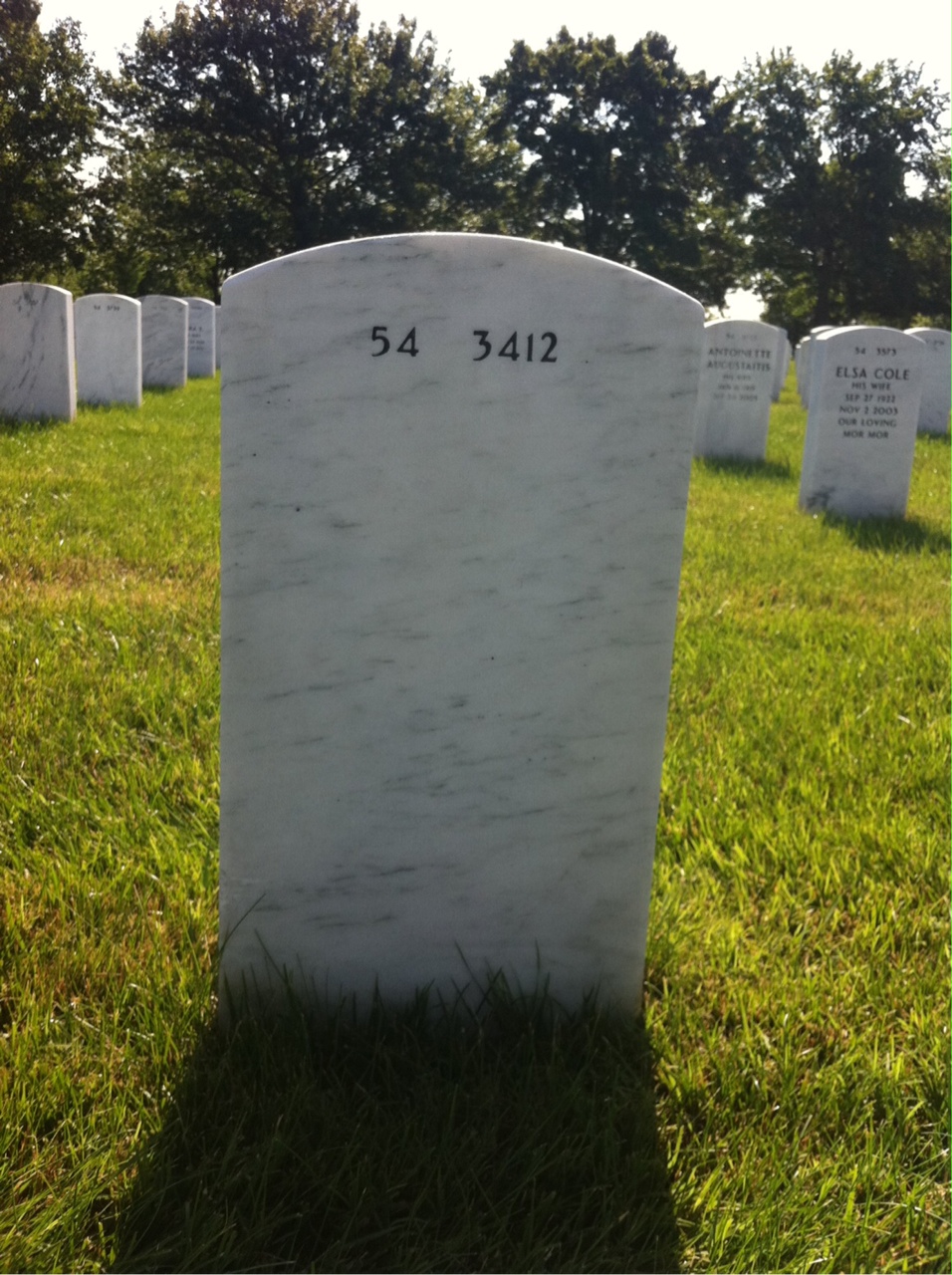 Back of headstone — Sidney Sterchele