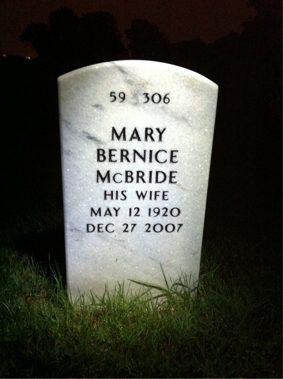 Back of headstone — Elmer Williamson