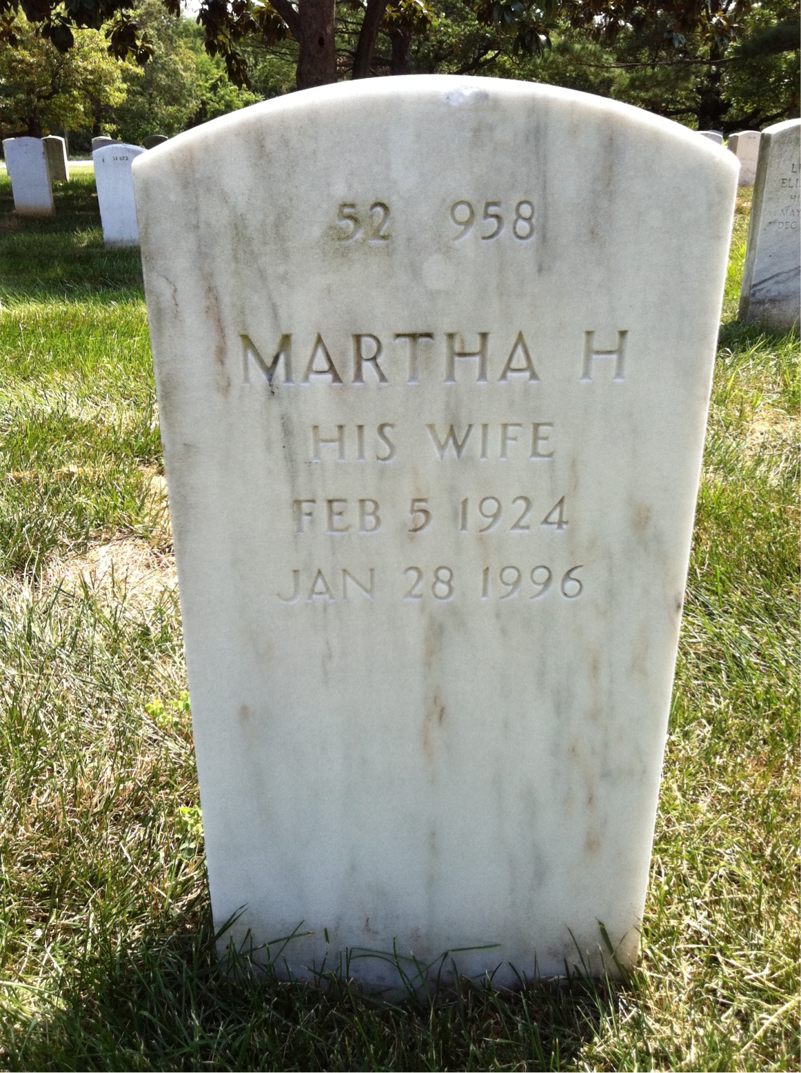 Back of headstone — Martha Morrison