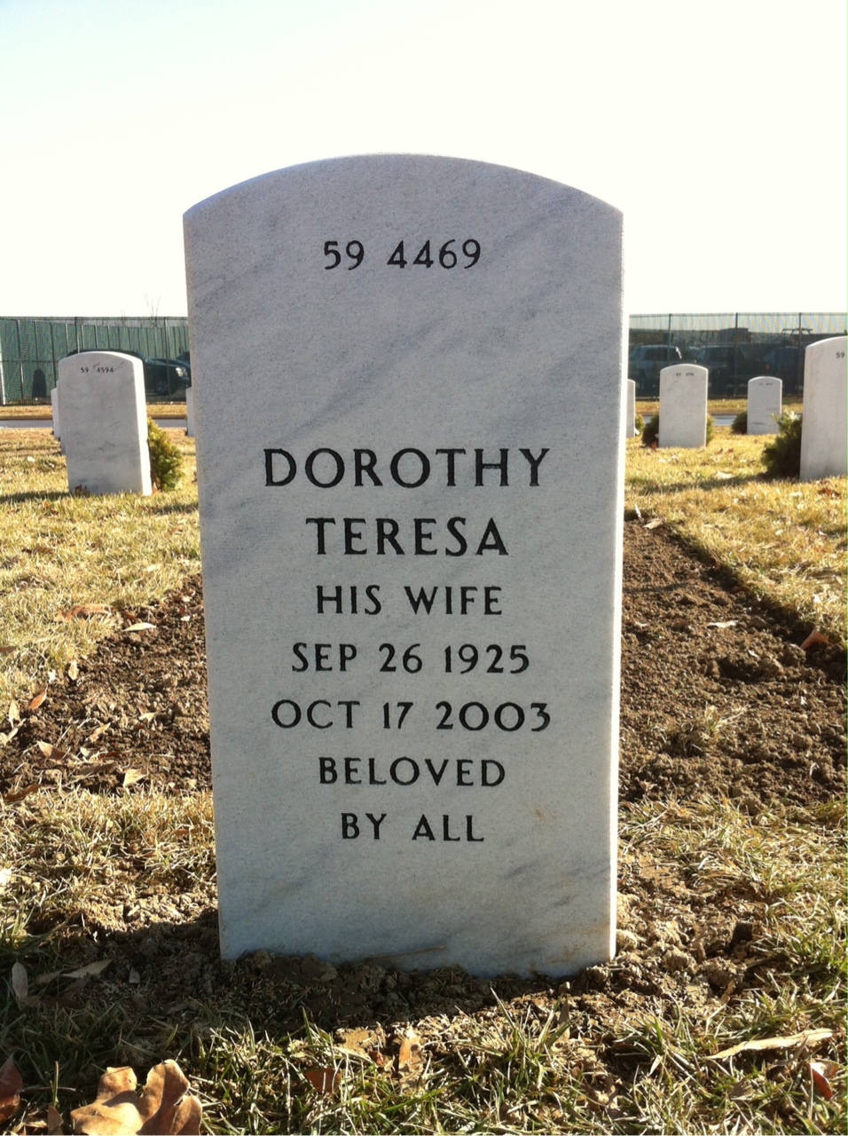 Back of headstone — Warren Baker