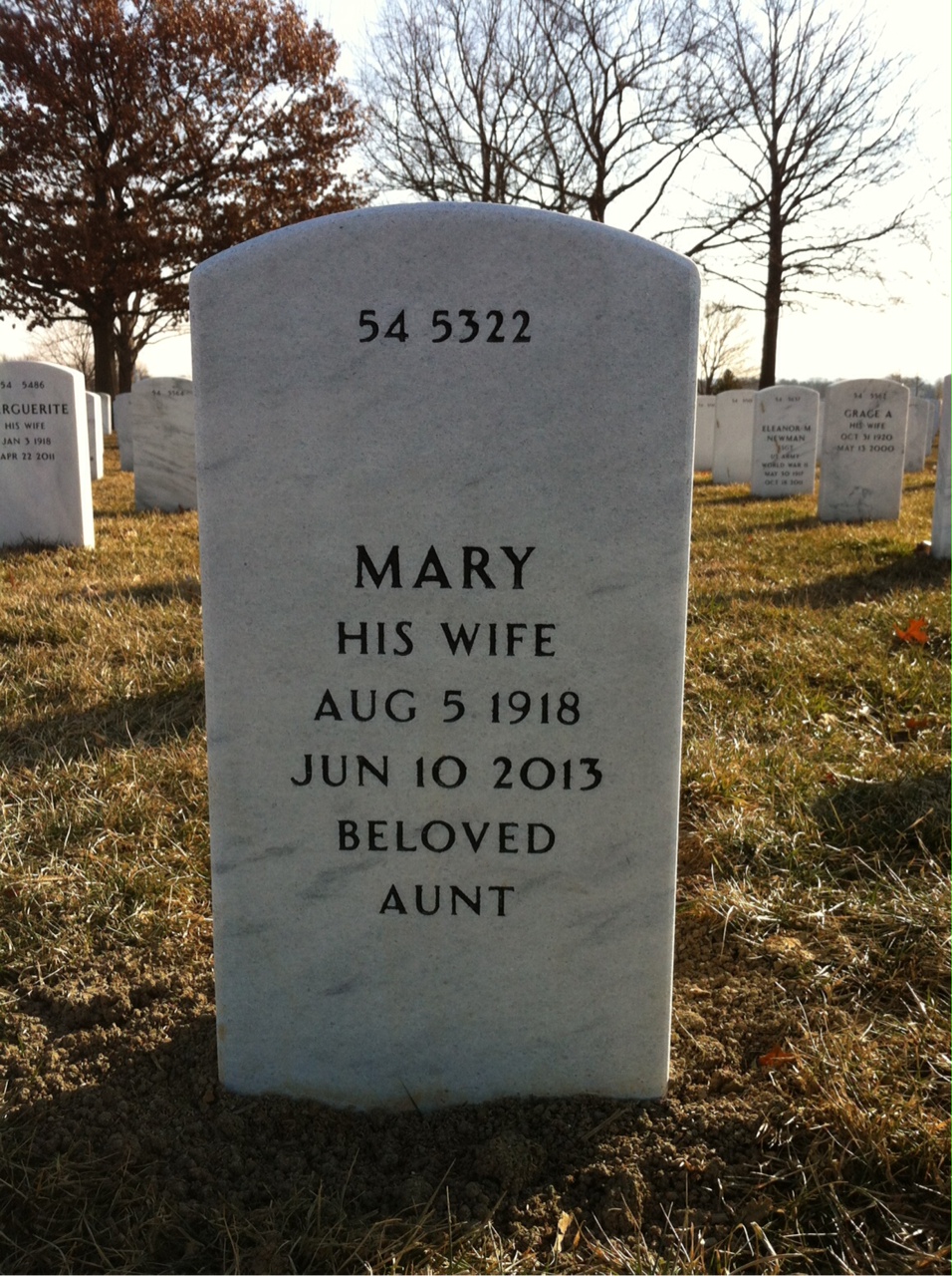 Back of headstone — Anthony Witkowski
