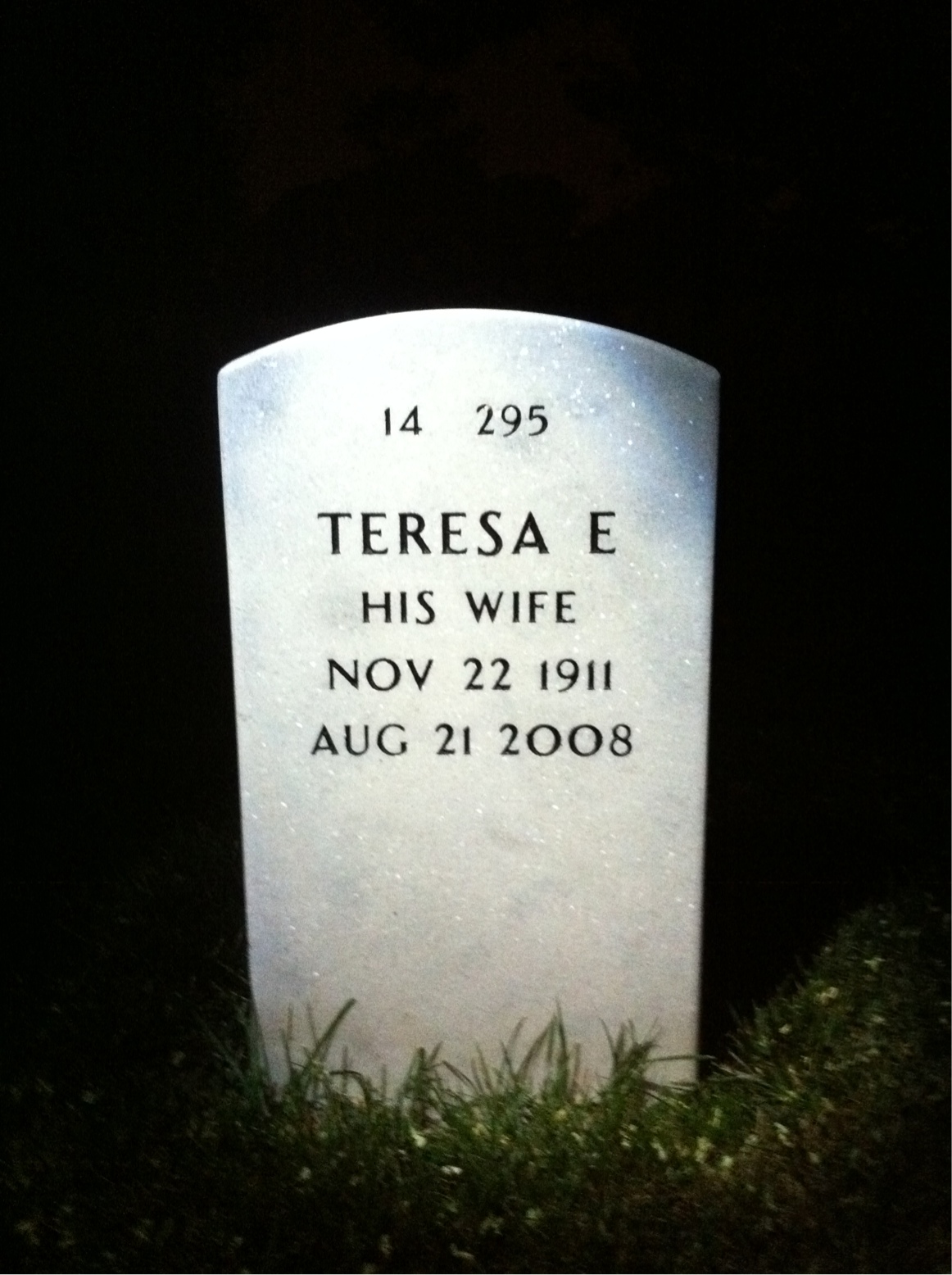 Back of headstone — Ferdinand Kirchman
