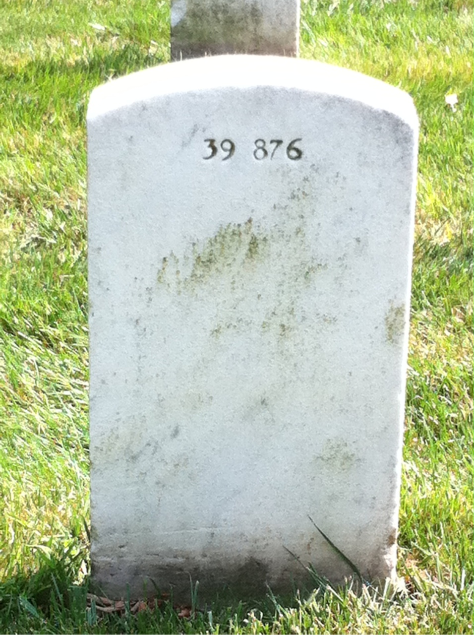 Back of headstone — William W Russell