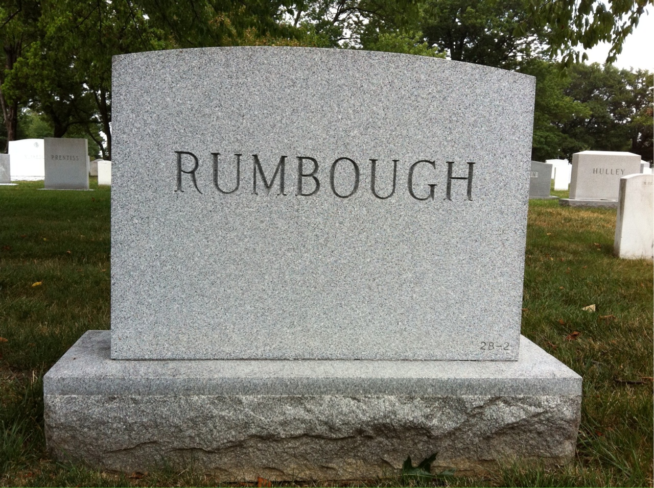 Back of headstone — William S Rumbough