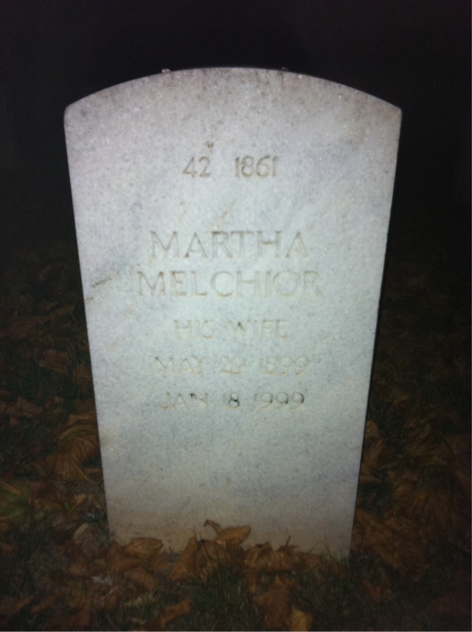 Back of headstone — Martha Atwell