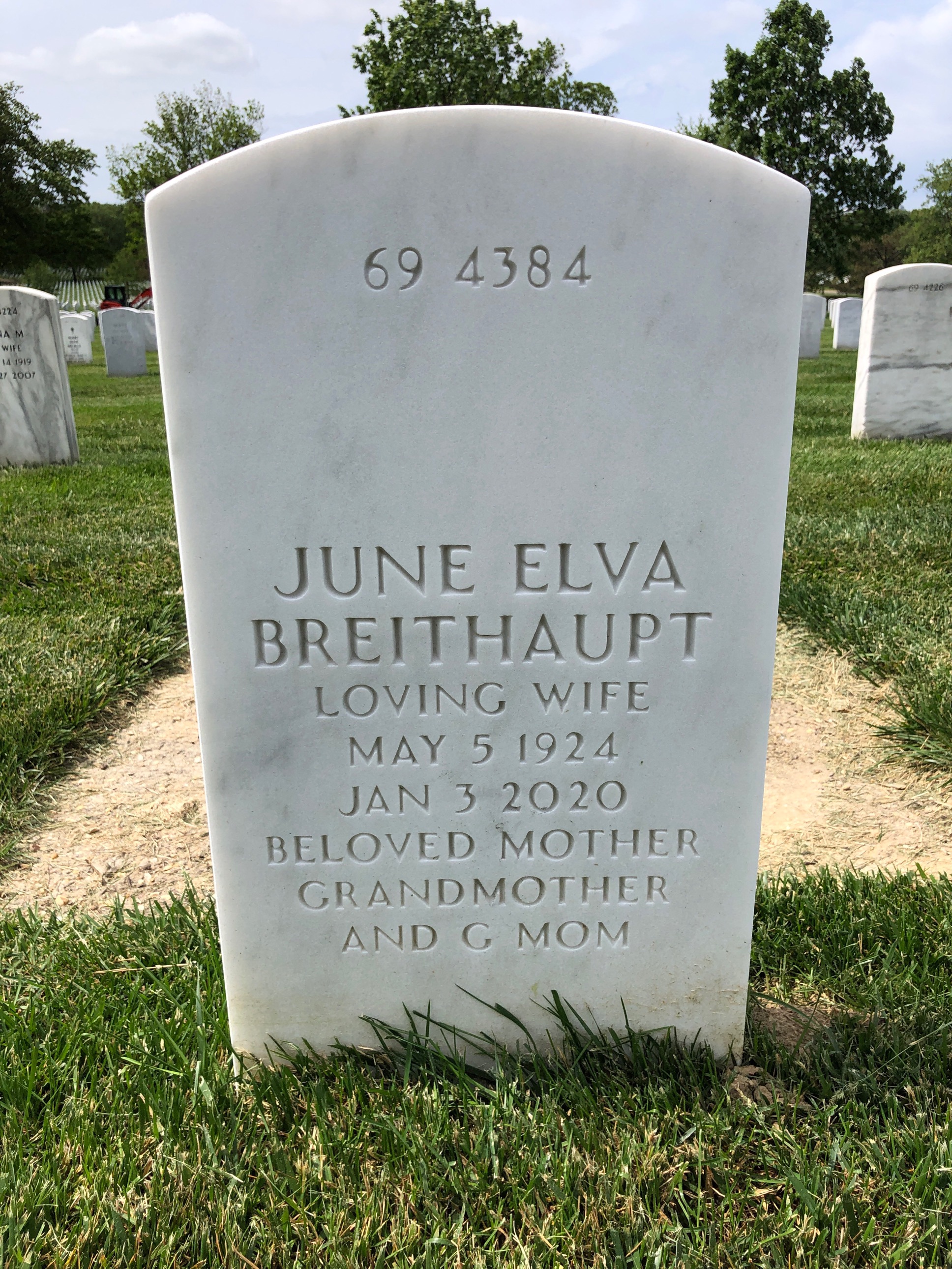 Back of headstone — Walter Breithaupt