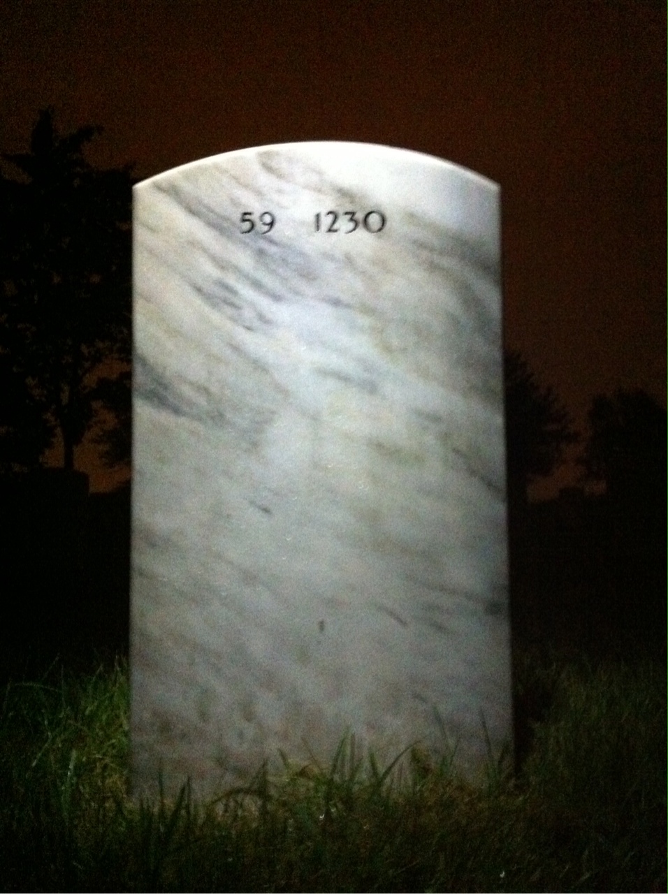 Back of headstone — David Smith