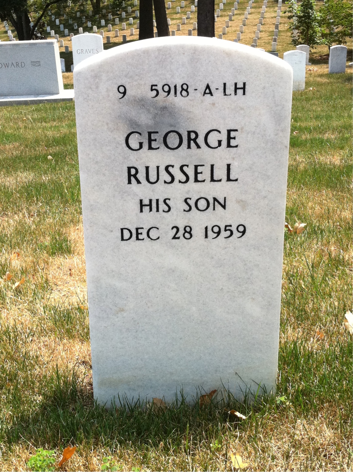 Back of headstone — Russell Chapin