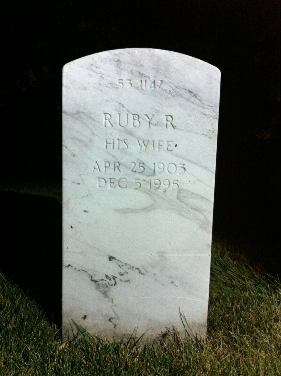 Back of headstone — Wesley Moore