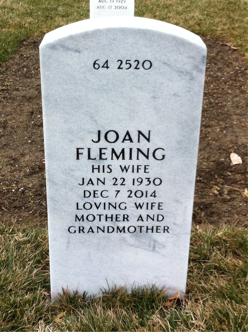 Back of headstone — George Stalk