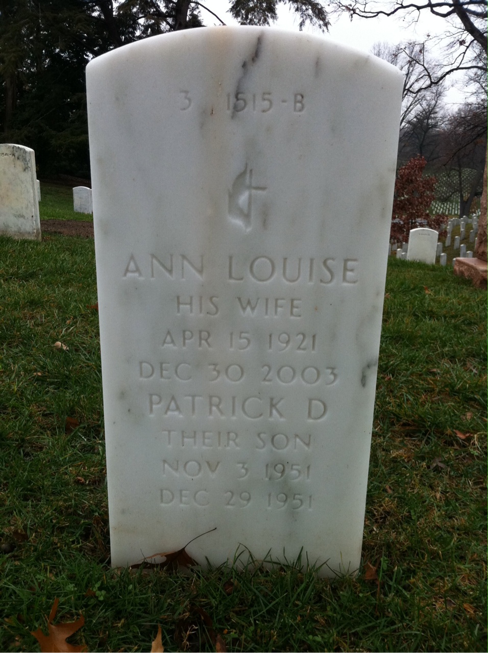 Back of headstone — John Austin