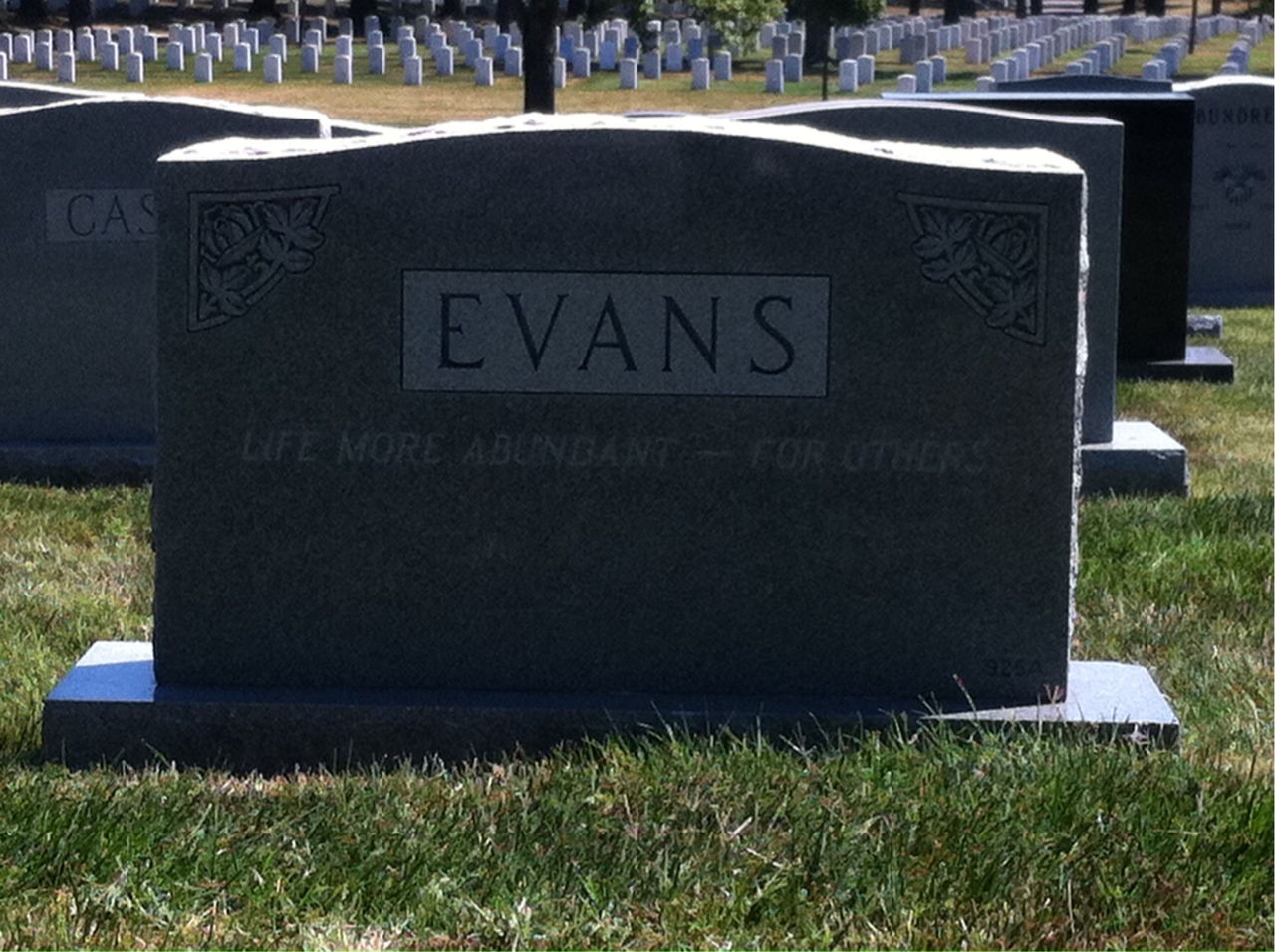 Back of headstone — Frank Evans
