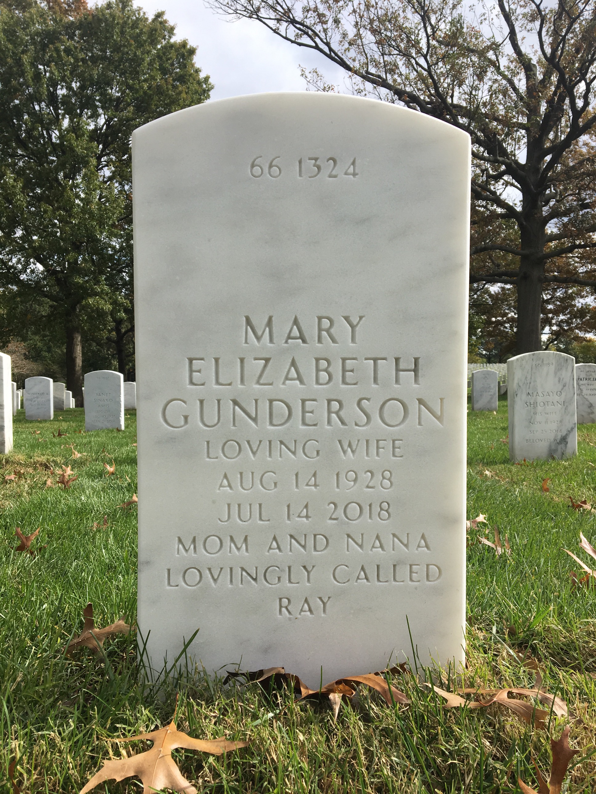 Back of headstone — Lindy Gunderson
