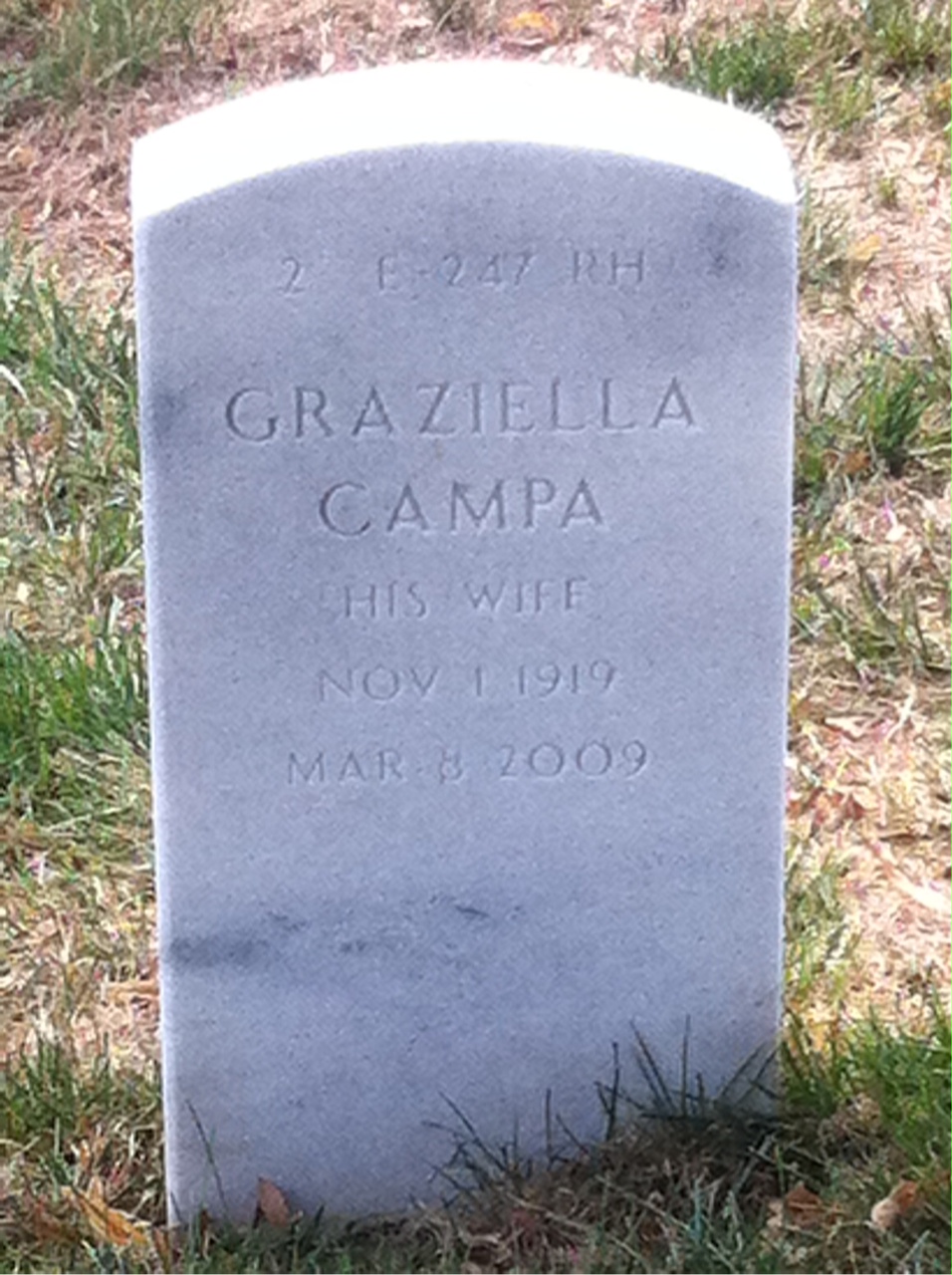 Back of headstone — Charles Ruth