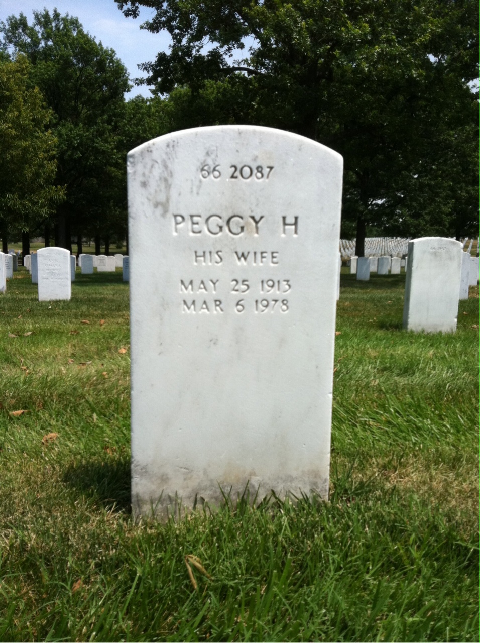 Back of headstone — Peggy Baldwin