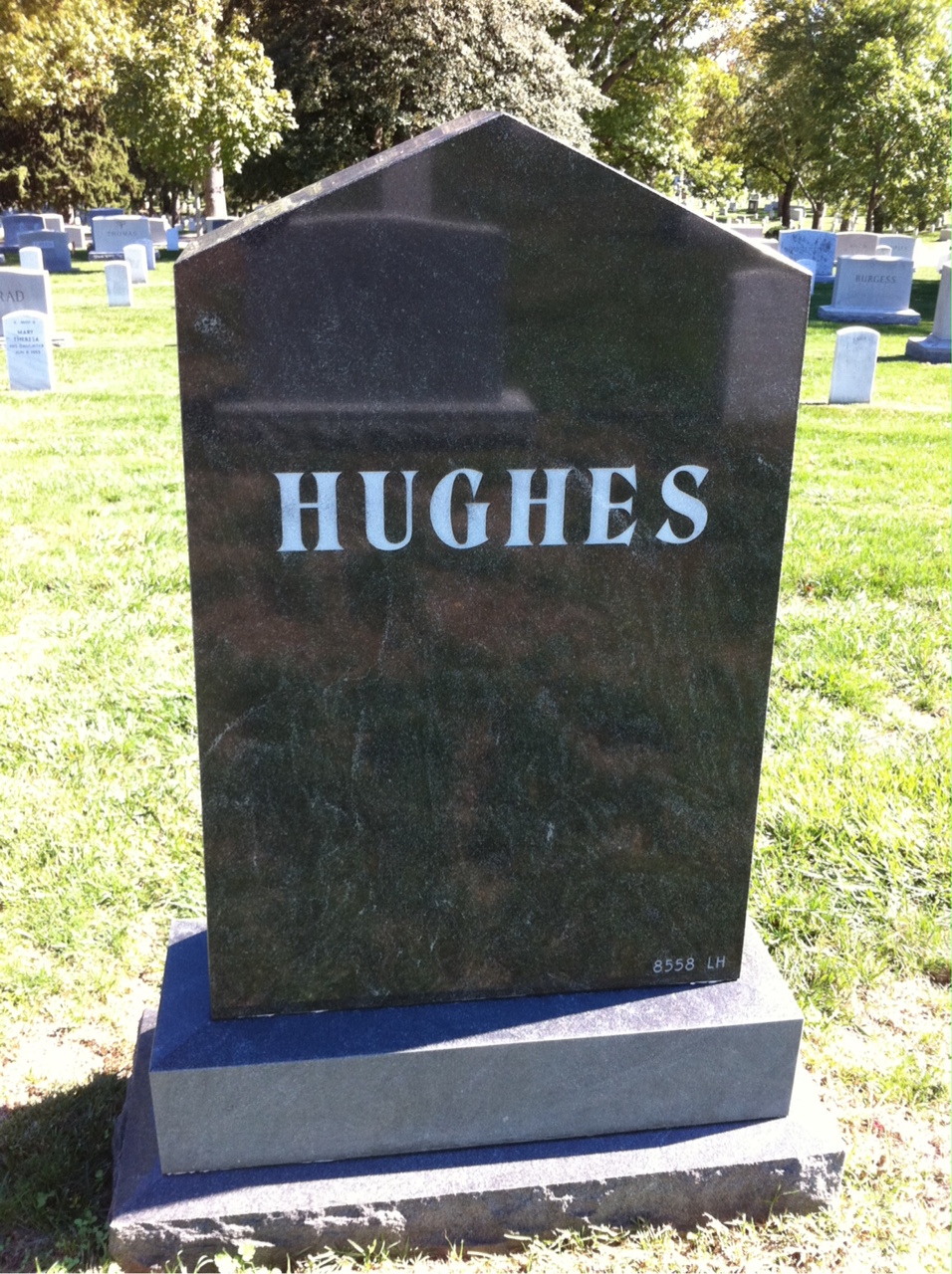 Back of headstone — James Hughes