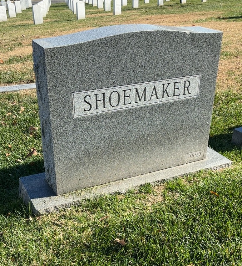 Back of headstone — John Shoemaker