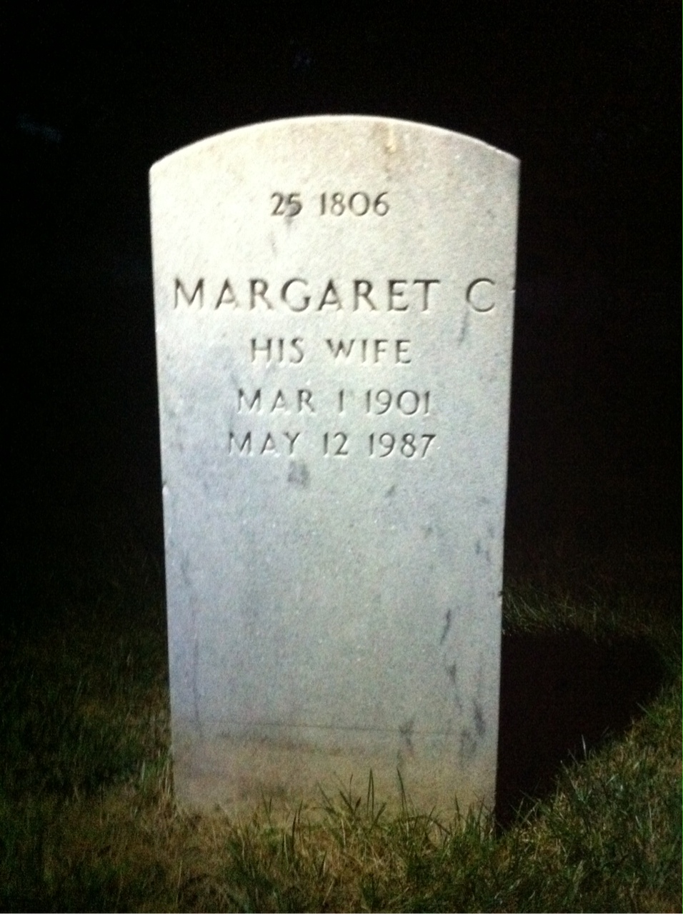 Back of headstone — William F Young