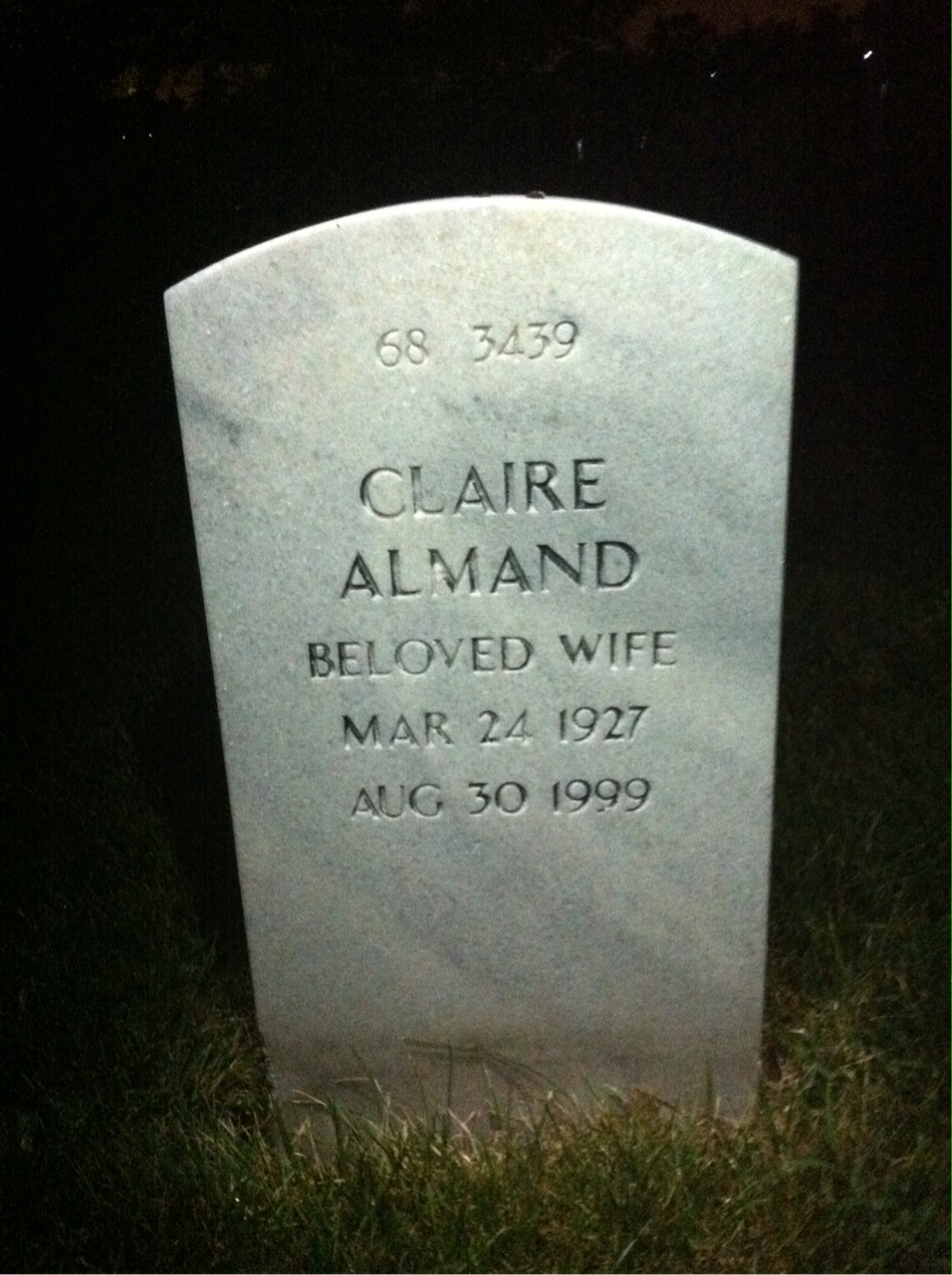 Back of headstone — Raymond Moore