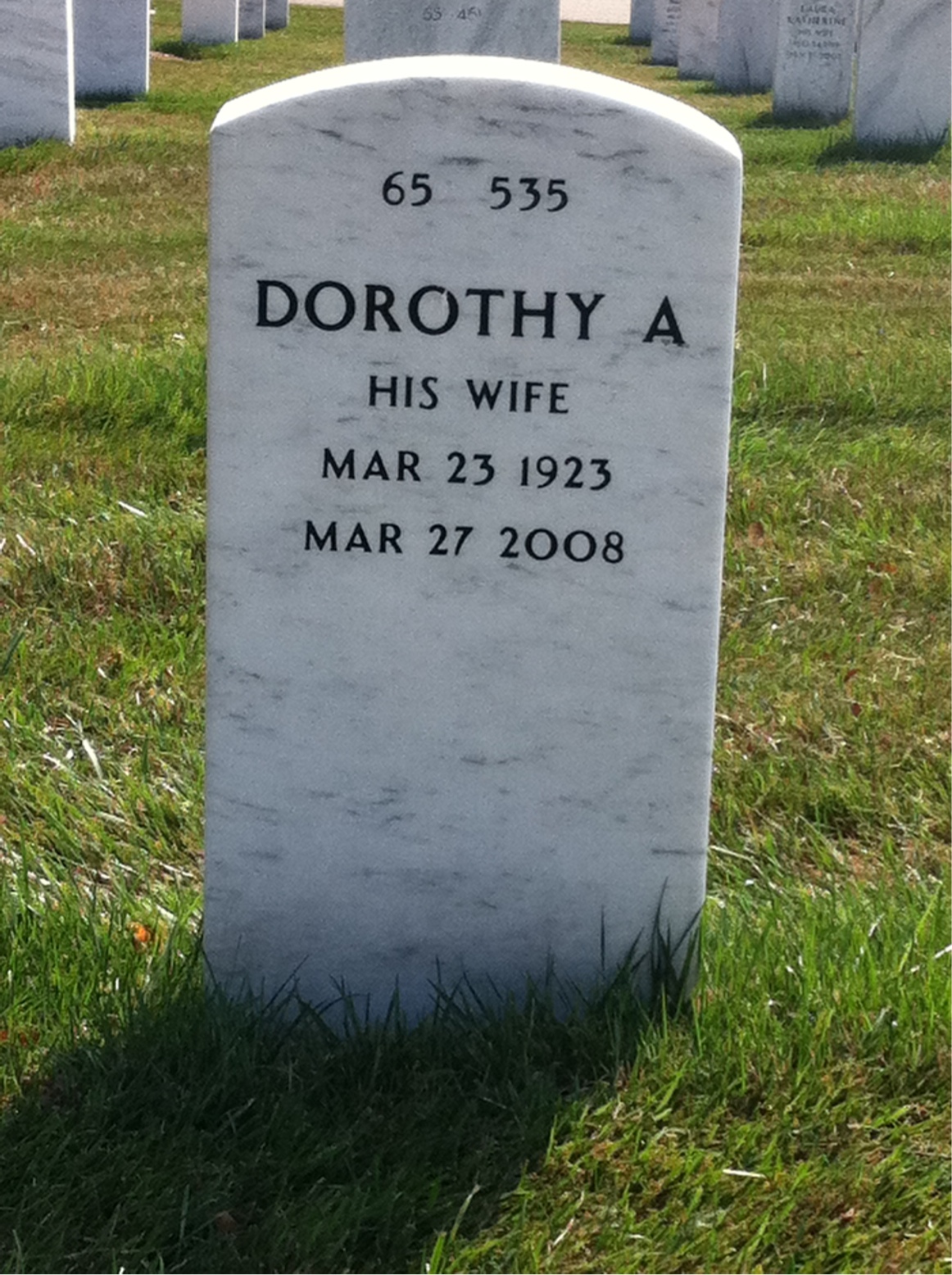 Back of headstone — John Mitchell
