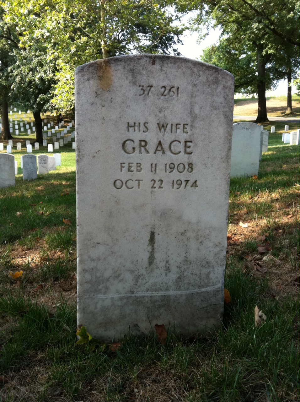 Back of headstone — Grace Consorte