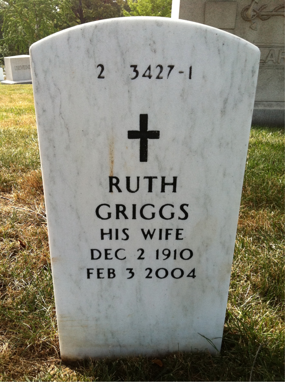 Back of headstone — George Pence