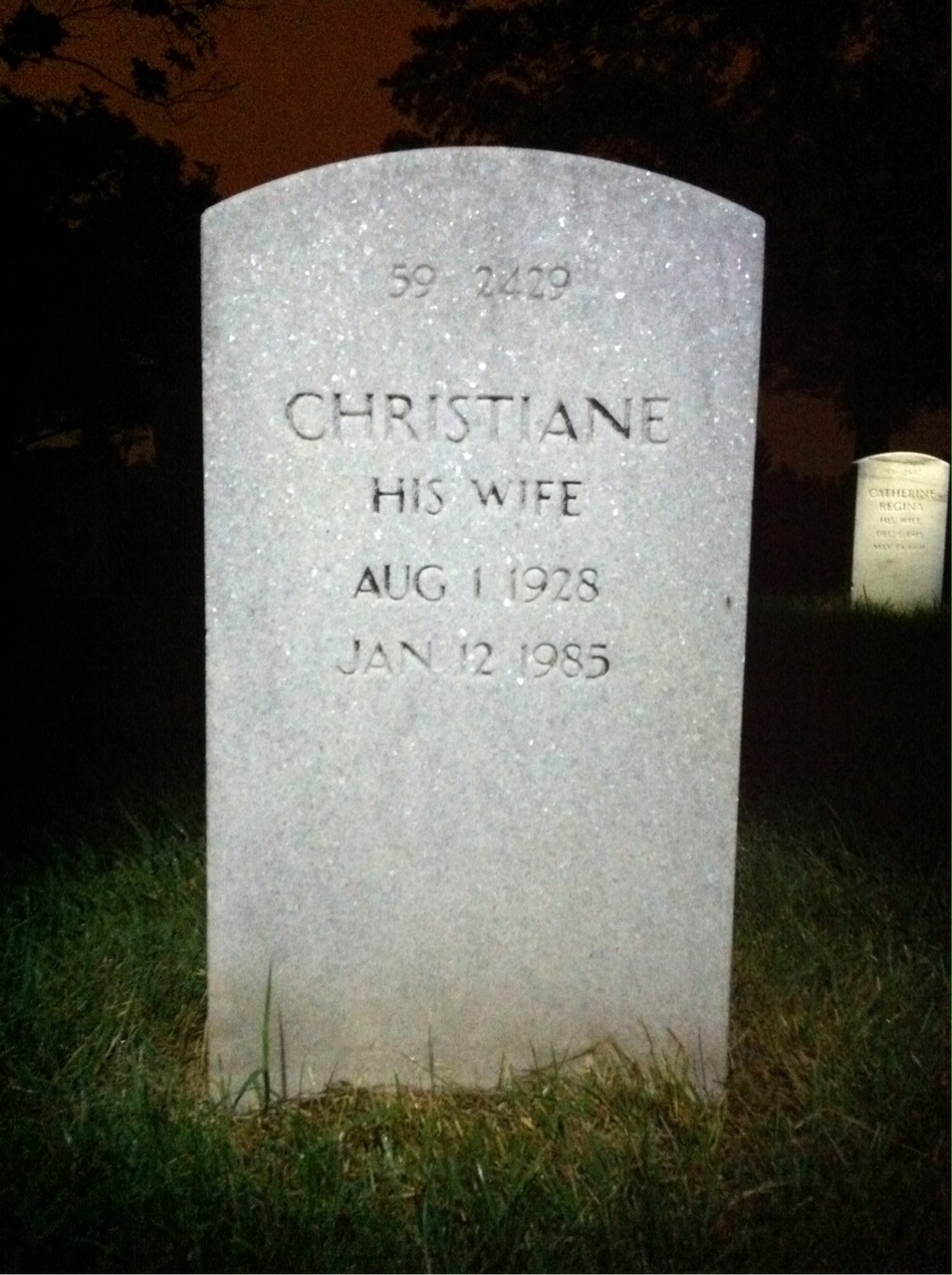 Back of headstone — Christiane Balshaw