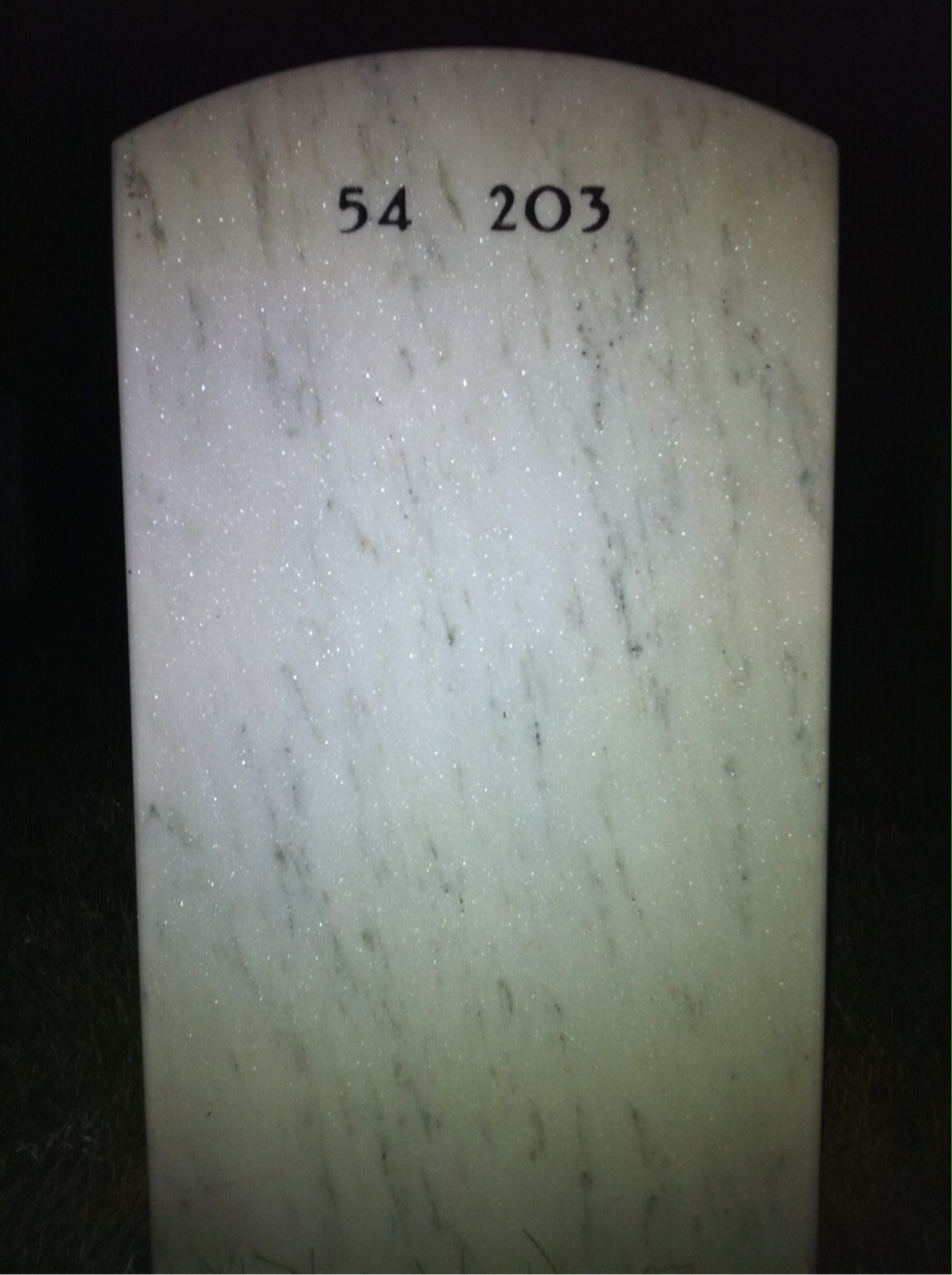 Back of headstone — Gerald Howard