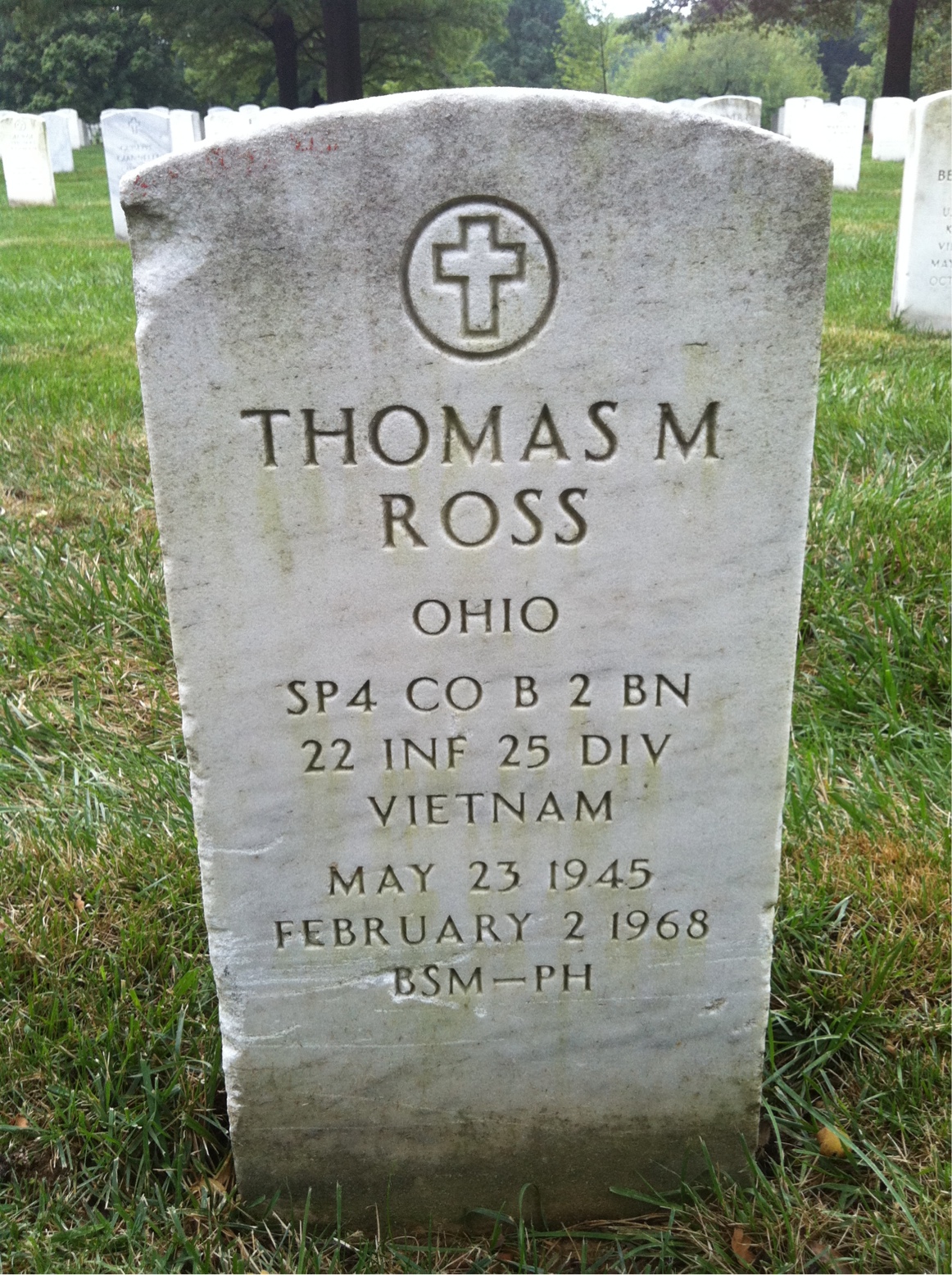 Back of headstone — Thomas Michael Ross